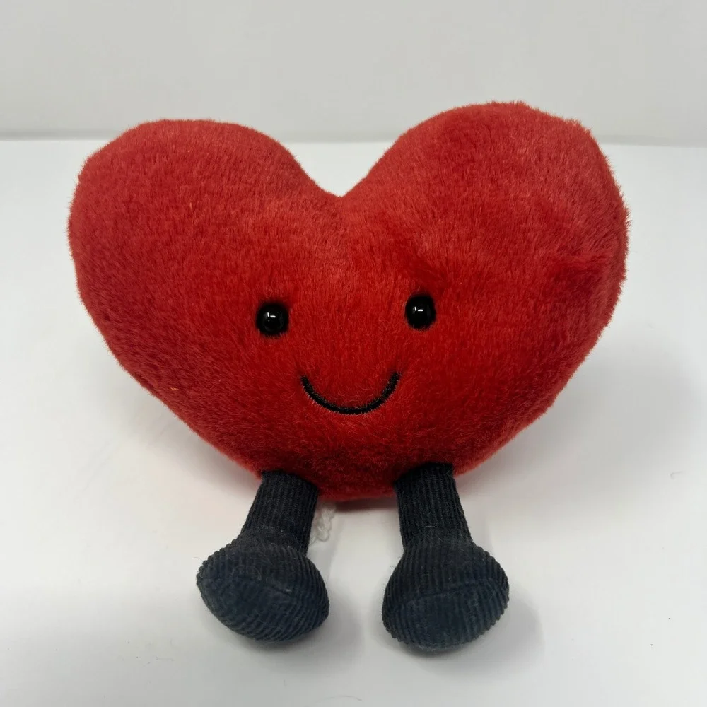 Jellycat Amuseables Heart Plush Small‎ Red Black Corduroy Legs Plushie